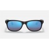 Ray Ban New Wayfarer Flash Low Bridge Fit RB2132 Flash + Black Frame Blue Flash Lens Sunglasses