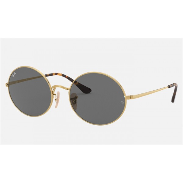Ray Ban Oval RB1970 Dark Grey Classic Gold Sunglasses