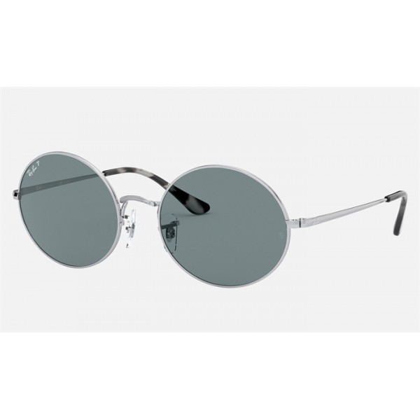 Ray Ban Oval RB1970 Light Blue Classic Silver Sunglasses