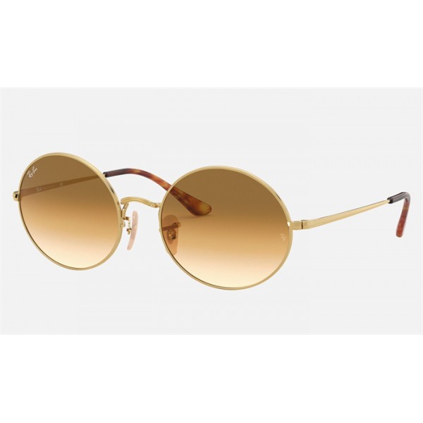 Ray Ban Oval RB1970 Light Brown Gold Sunglasses