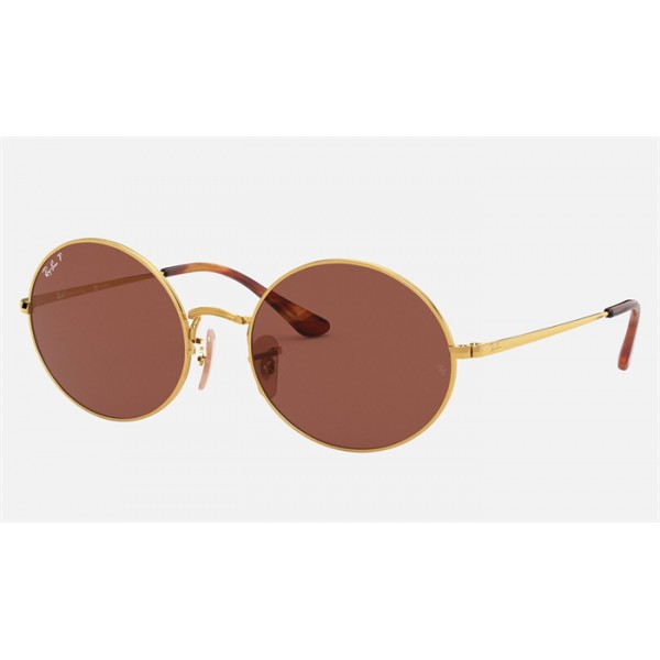 Ray Ban Oval RB1970 Purple Classic Gold Sunglasses
