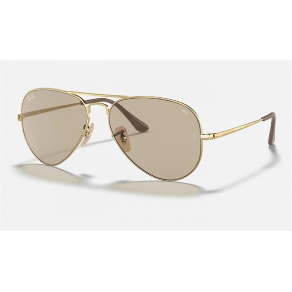 Ray Ban RB3689 Solid Light Brown Photochromic Evolve Gold Sunglasses