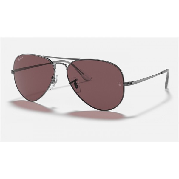 Ray Ban RB3689 Violet Polarized Classic Gunmetal Sunglasses