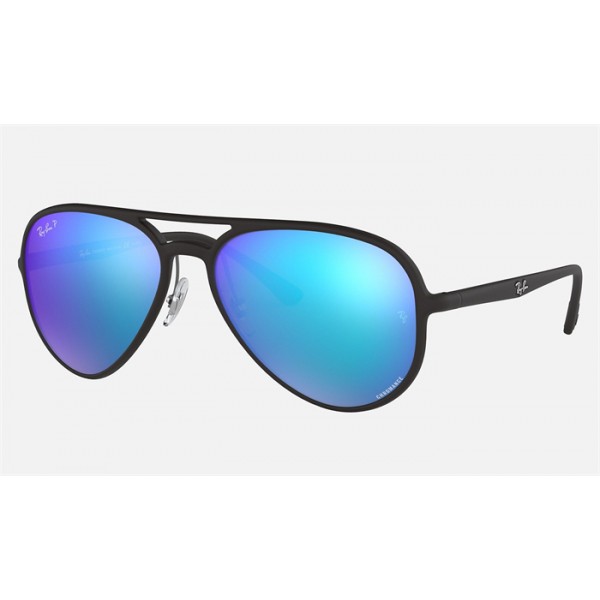 Ray Ban RB4320 Chromance Blue Mirror Chromance Black Sunglasses
