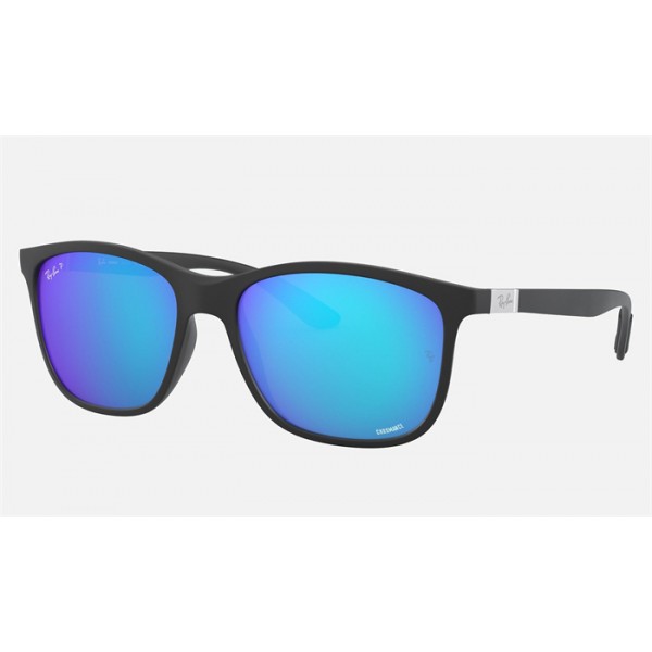 Ray Ban RB4330 Chromance Blue Mirror Chromance Black Sunglasses