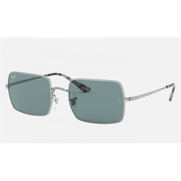 Ray Ban Rectangle RB1969 Blue Classic Silver Sunglasses