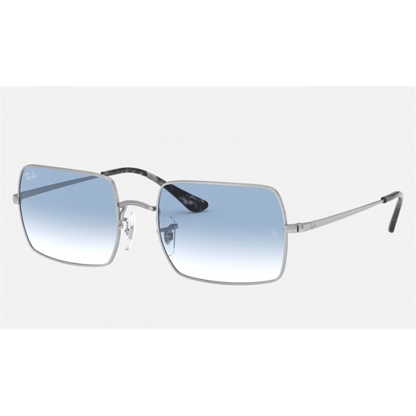 Ray Ban Rectangle RB1969 Light Blue Silver Sunglasses
