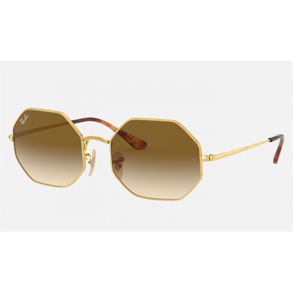 Ray Ban Roctagon RB1972 Light Brown Gold Sunglasses