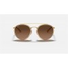 Ray Ban Round Double Bridge RB3647 Gradient + Gold Frame Brown Gradient Lens Sunglasses