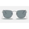 Ray Ban Round Frank RB3857 Polarized Classic + Silver Frame Light Blue Classic Lens Sunglasses