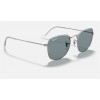 Ray Ban Round Frank RB3857 Polarized Classic + Silver Frame Light Blue Classic Lens Sunglasses