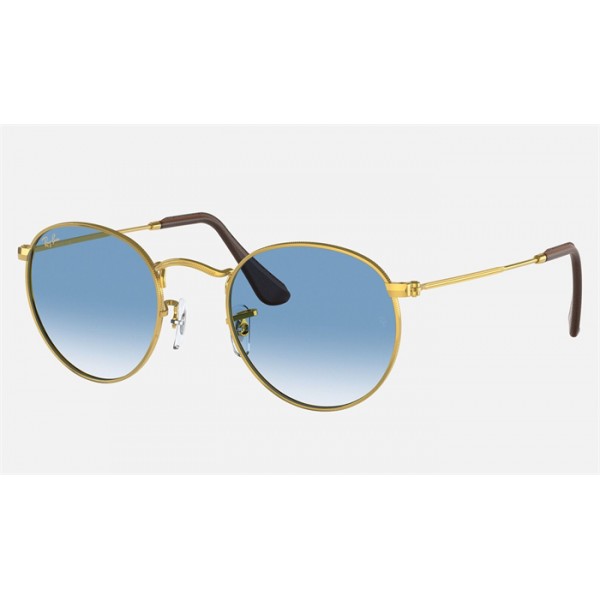 Ray Ban Round Metal @Collection RB3447 Gradient + Gold Frame Light Blue Gradient Lens Sunglasses