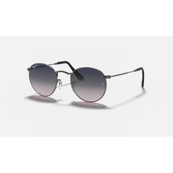 Ray Ban Round Metal @Collection RB3447 Polarized Gradient + Gunmetal Frame Blue/Grey Gradient Lens Sunglasses
