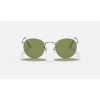 Ray Ban Round Metal Legend RB3447 Classic + Silver Frame Light Green Classic Lens Sunglasses