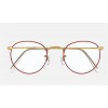 Ray Ban Round Metal Optics RB3447 Demo Lens Red Shiny Gold Frame Clear Lens Sunglasses