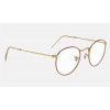 Ray Ban Round Metal Optics RB3447 Demo Lens Red Shiny Gold Frame Clear Lens Sunglasses