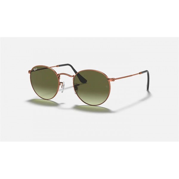 Ray Ban Round Metal RB3447 Bronze-Copper Frame Green Gradient Lens Sunglasses