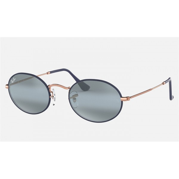 Ray Ban Round Oval RB3547 Gradient Mirror + Blue Frame Blue Gradient Mirror Lens Sunglasses