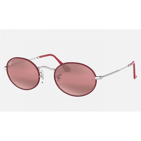 Ray Ban Round Oval RB3547 Gradient Mirror + Bordeaux Frame Purple Gradient Mirror Lens Sunglasses