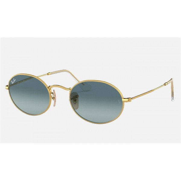 Ray Ban Round Oval RB3547 Gradient + Gold Frame Blue Gradient Lens Sunglasses