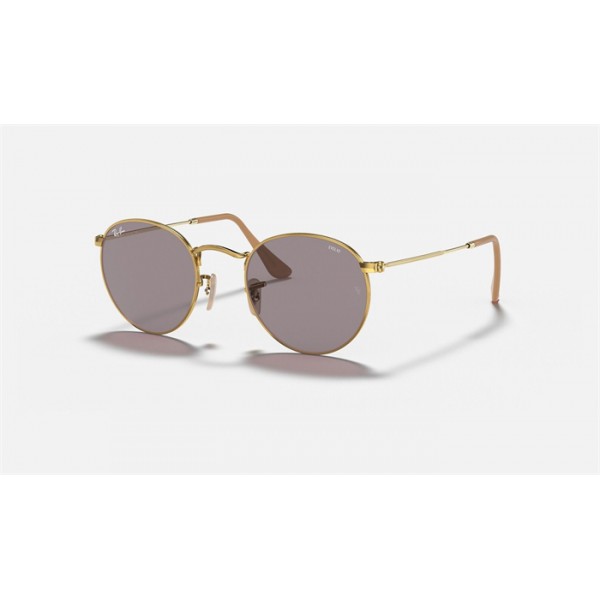 Ray Ban Round Washed Evolve RB3447 Photochromic Evolve + Gold Frame Grey Photochromic Evolve Lens Sunglasses