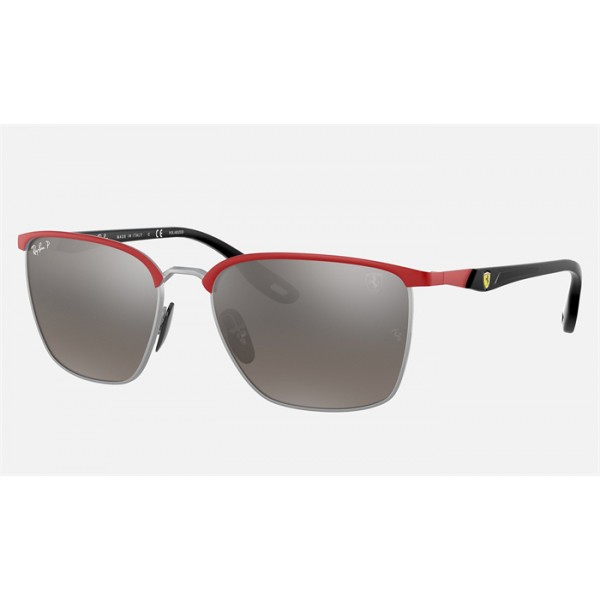 Ray Ban Scuderia Ferrari Collection RB3673 Silver Mirror Chromance Red Sunglasses