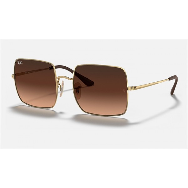 Ray Ban Square Collection RB1971 Brown Gold Sunglasses