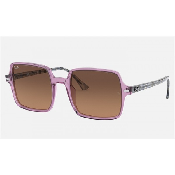 Ray Ban Square II RB1973 Brown Transparent Violet Sunglasses