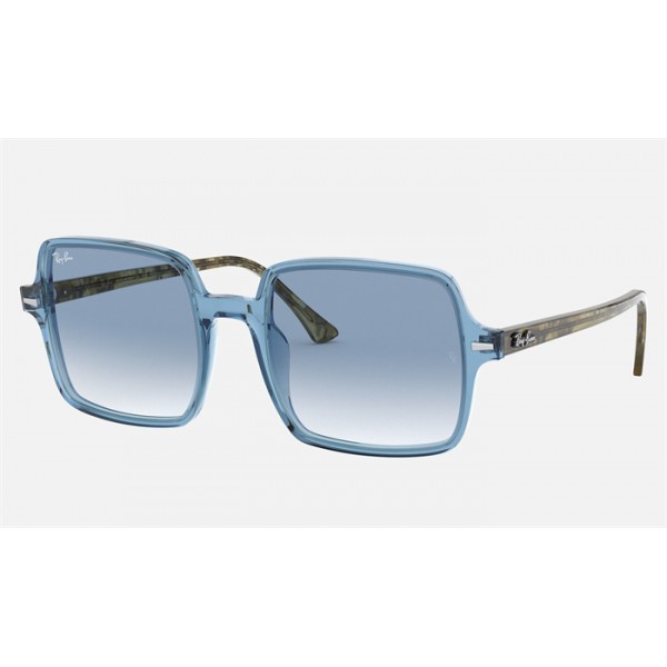 Ray Ban Square II RB1973 Light Blue Transparent Blue Sunglasses