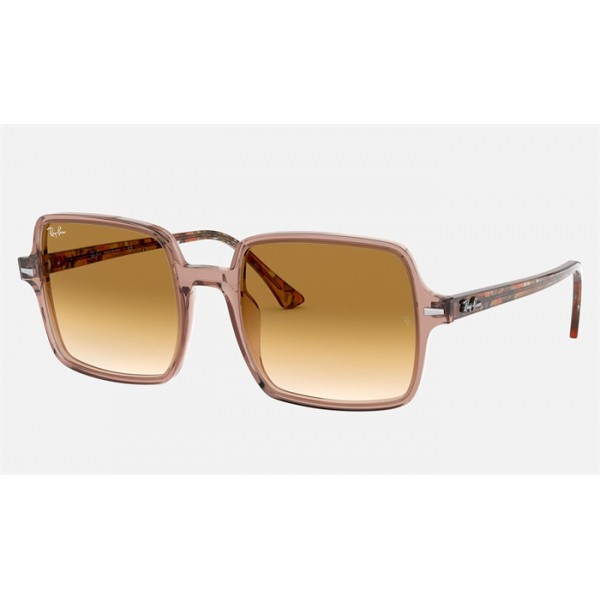 Ray Ban Square II RB1973 Light Brown Transparent Brown Sunglasses