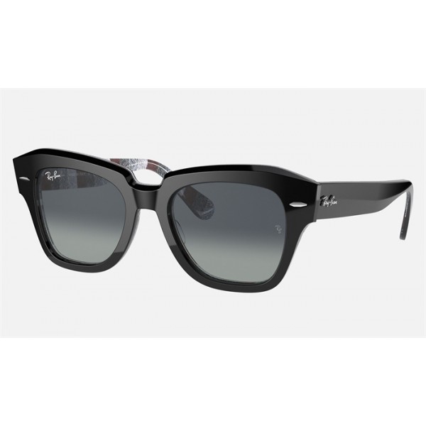 Ray Ban State Street RB2186 + Black Frame Light Grey Lens Sunglasses