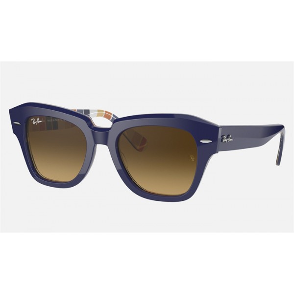 Ray Ban State Street RB2186 + Blue Frame Light Brown Lens Sunglasses