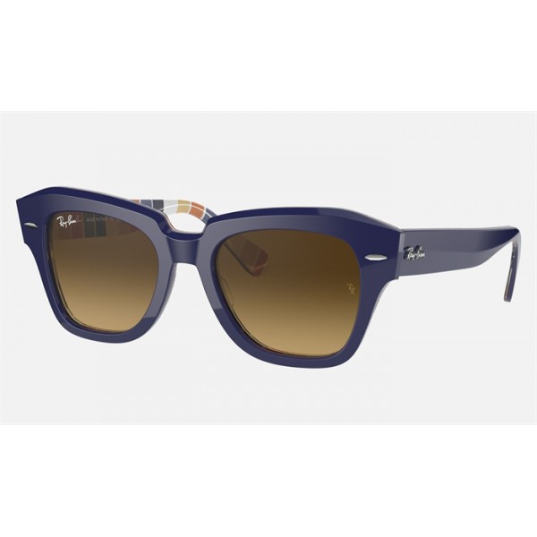 Ray Ban State Street RB2186 Light Brown Gradient Blue Sunglasses