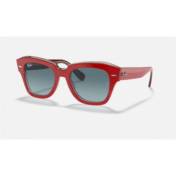Ray Ban State Street RB2186 + Red Frame Blue Lens Sunglasses