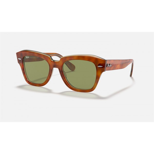 Ray Ban State Street RB2186 Classic + Tortoise Frame Light Green Classic Lens Sunglasses