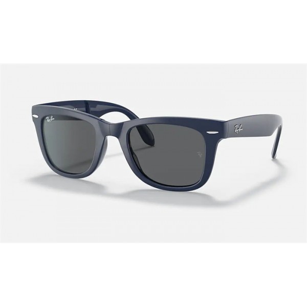 Ray Ban Wayfarer Folding Classic RB4105 Blue Frame Dark Grey Classic Lens Sunglasses