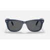 Ray Ban Wayfarer Folding Classic RB4105 Blue Frame Dark Grey Classic Lens Sunglasses