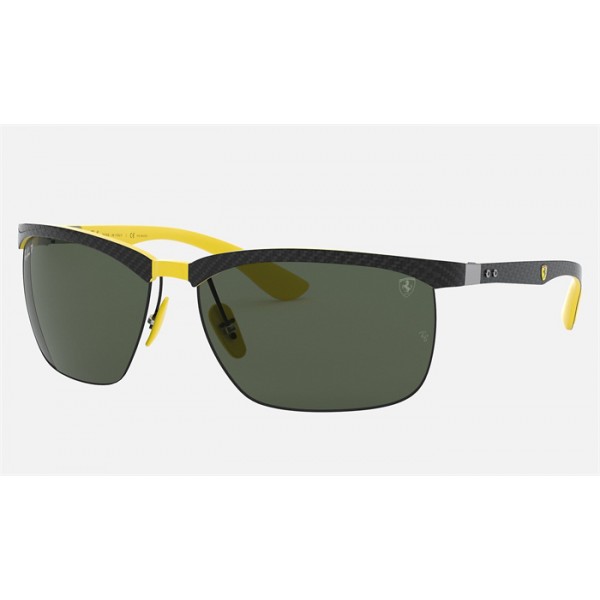 Ray Ban Scuderia Ferrari Collection RB8324 Green Classic G-15 Black With Yellow Sunglasses