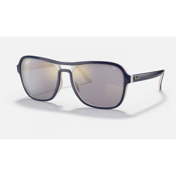 Ray Ban State Side Mirror Evolve Dark Grey Photochromic Mirror Blue Sunglasses